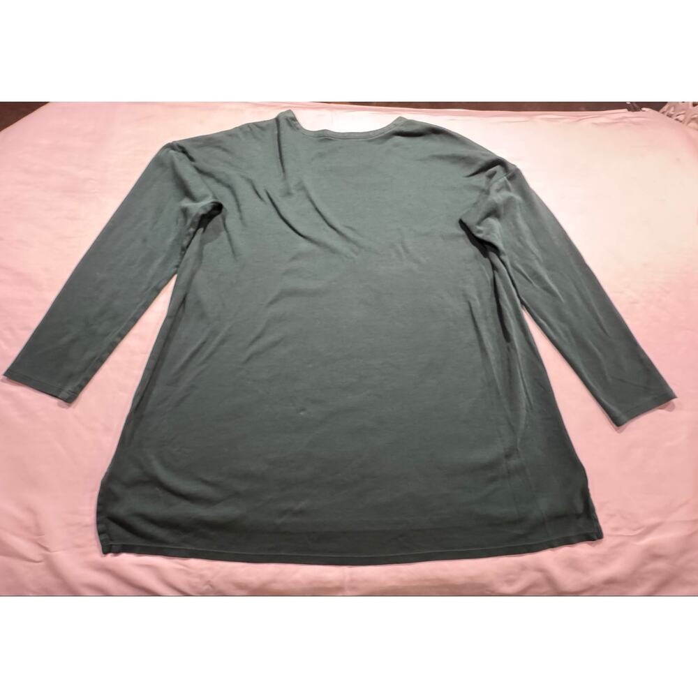 J Jill Simply Supima Crew Neck Tunic 100% Cotton Women’s Large Hunter Green Top - Picture 7 of 7